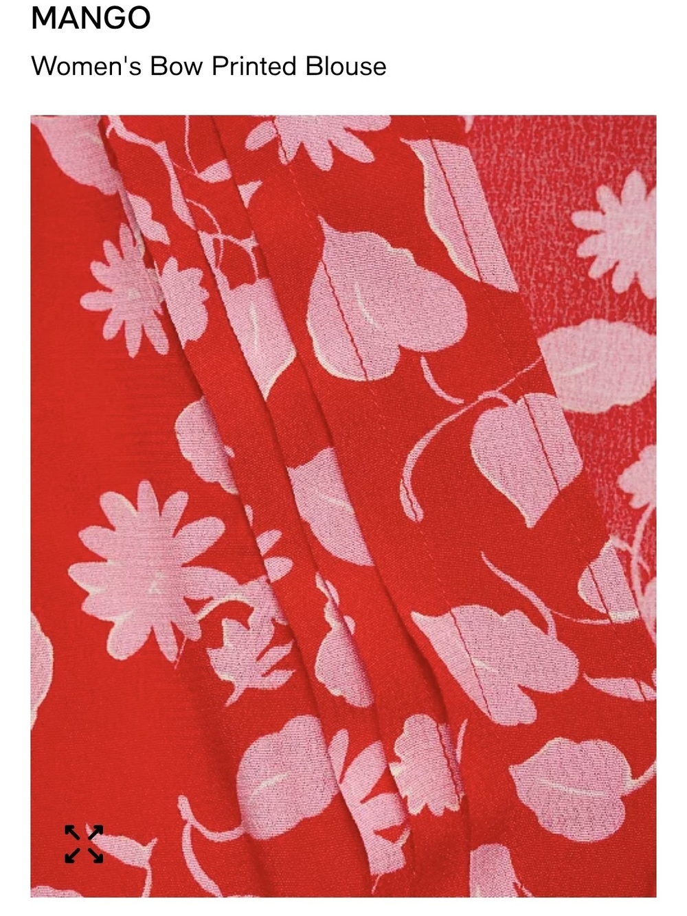 Mango Women’s Bow Printed Floral Blouse - Red & Pink - Picture 3 of 9